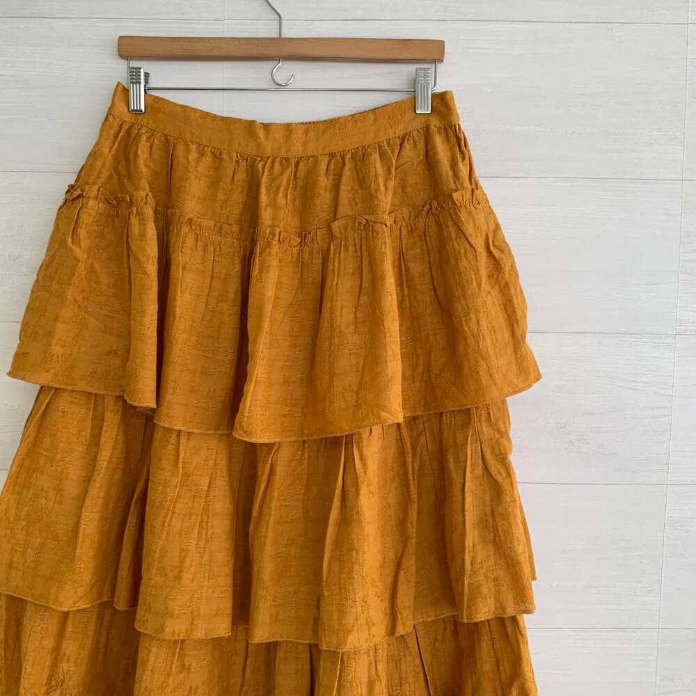 NWT Universal Thread - Golden yellow tiered ruffle pull on cotton skirt, L - Picture 2 of 6